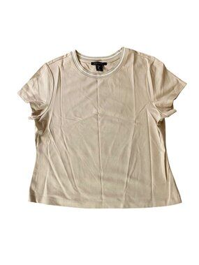 Tahari Womens Beige Short Sleeve Tee Large